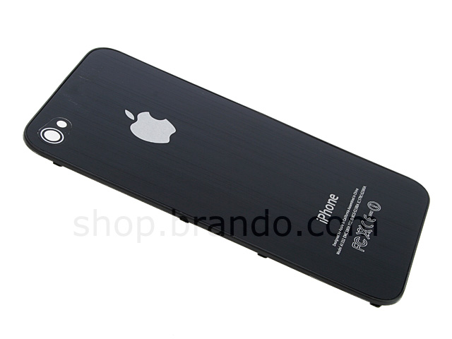 iPhone 4 Metallic Back Rear Panel - Black (Flat)
