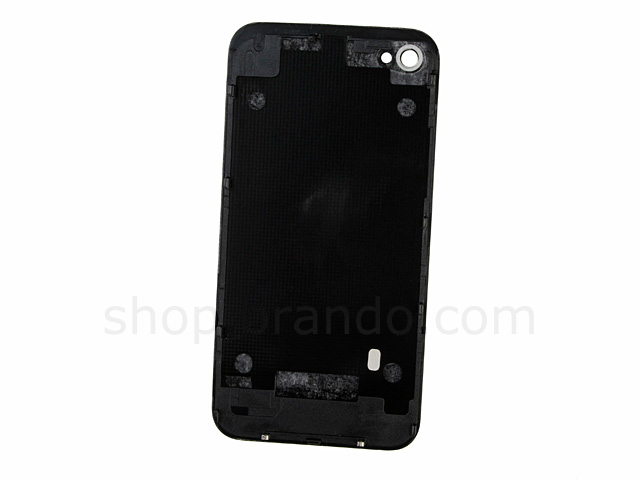 iPhone 4 Metallic Back Rear Panel - Black (Flat)