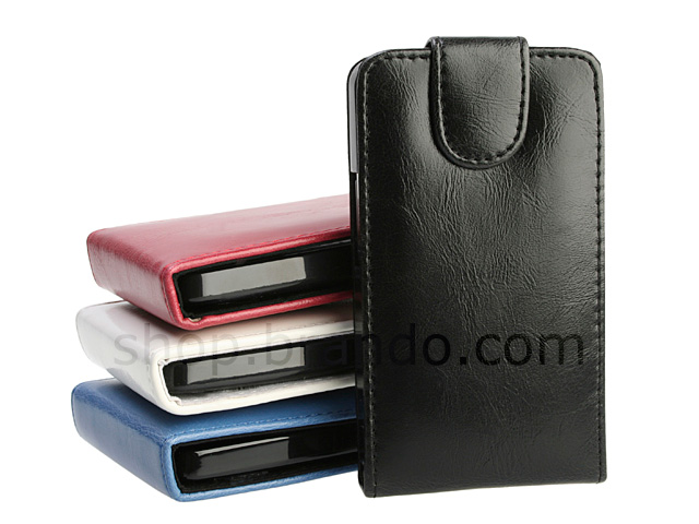 HTC HD2 Fashionable Flip Top Leather Case