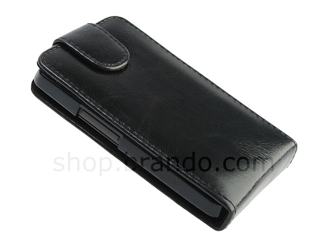 HTC HD2 Fashionable Flip Top Leather Case