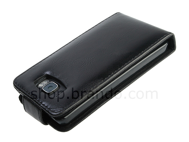 HTC HD2 Fashionable Flip Top Leather Case