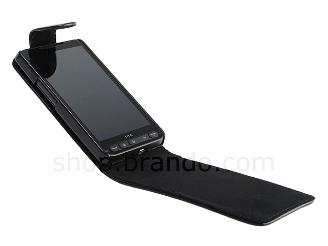 HTC HD2 Fashionable Flip Top Leather Case