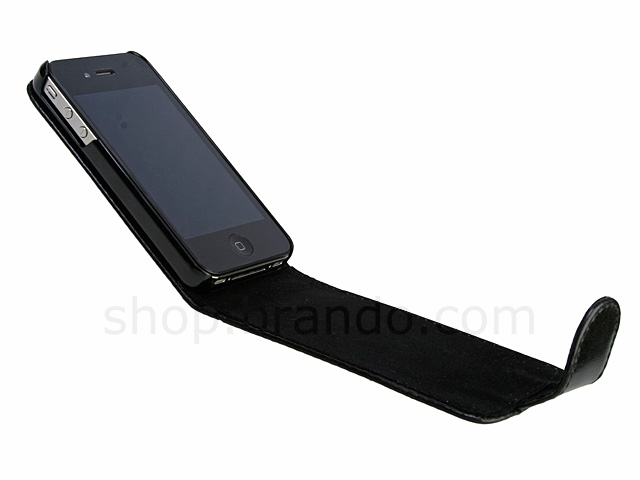iPhone 4 Fashionable Flip Top Leather Case