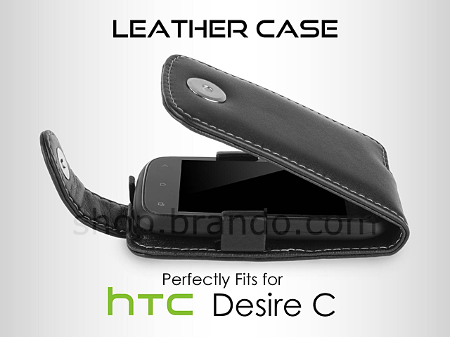 Brando Workshop Leather Case for HTC Desire C (Flip Top)