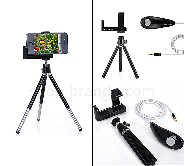 Retractable Tripod Phone Holder + Photography Remote Control for iPhone 5 / 4