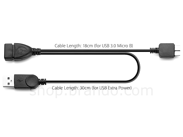USB 3.0 MicroUSB OTG Cable with USB External Power Supply