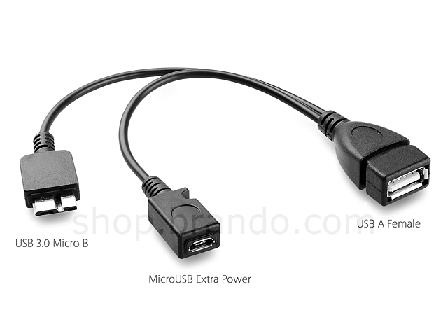 USB 3.0 MicroUSB OTG Cable with MicroUSB External Power Supply