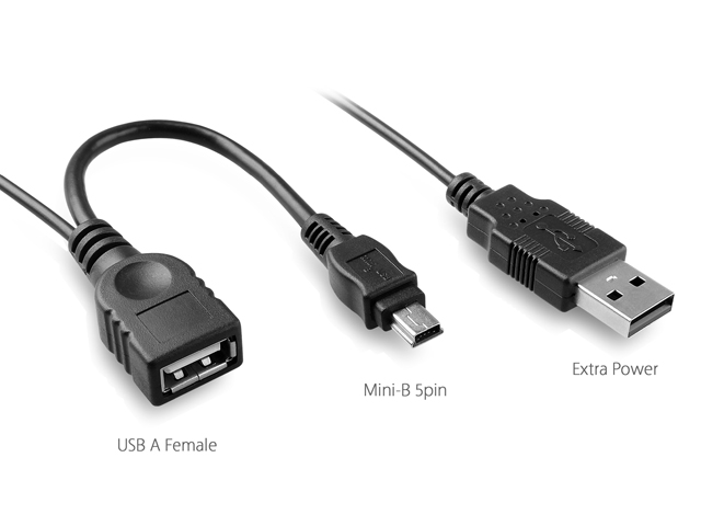 Mini USB OTG Cable with External Power Supply