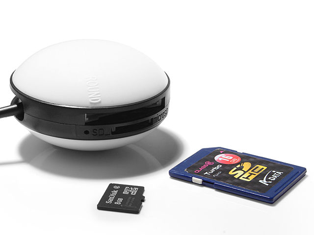 Round microUSB OTG SD/micro SD Card Reader