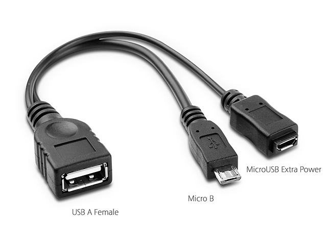 MicroUSB OTG Cable with MicroUSB External Power Supply