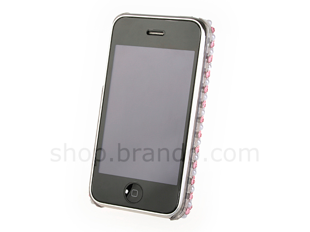 iPhone 2G / 3G / 3G S Bling Bling Back Case - Pearls & Flowers with Mirror