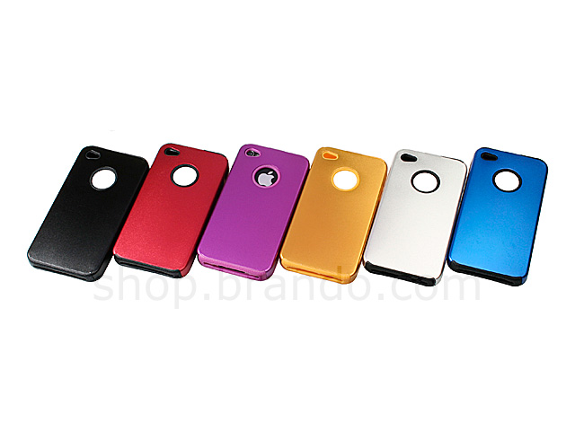 iPhone 4 Glossy Metal Back Cover w/ Rubber Lining