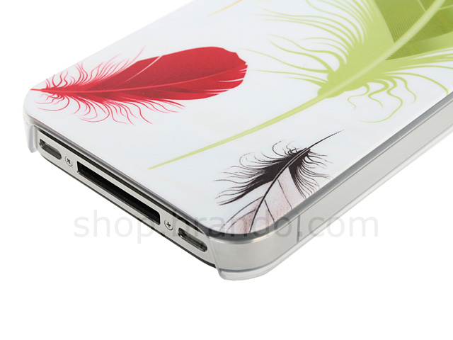 iPhone 4 Colorful Feathers Back Case