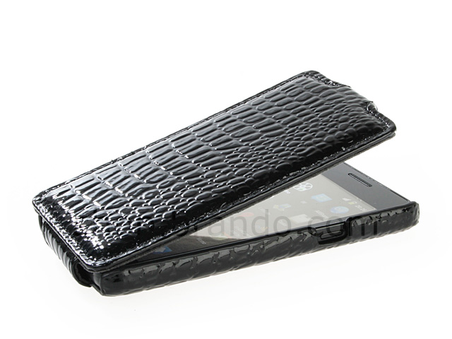 Samsung Galaxy S II Crocodile Flip Top Leather Case