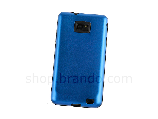 Samsung Galaxy S II Glossy Metal Back Cover w/ Rubber Lining