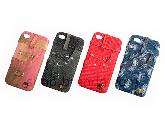 iPhone 4 Blue Jeans Textile Series - Front-Side Pocket Back Case