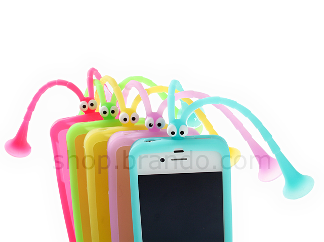 iPhone 4/4S Soft Silicone Suction Grasshopper Back Case