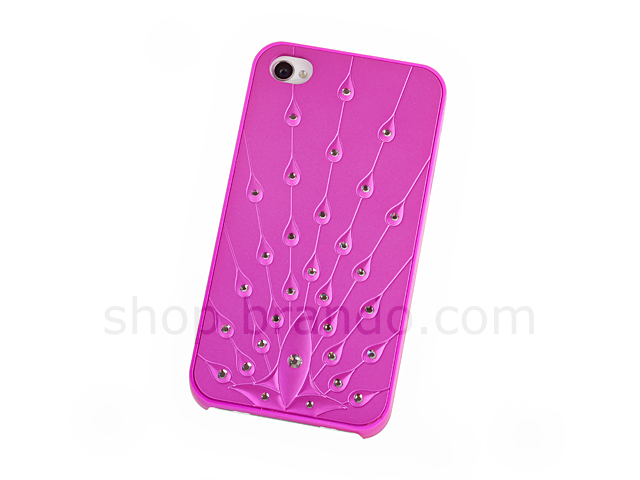 iPhone 4/4S Peacock Spreads Tail Bling-Bling Feathers Back Case
