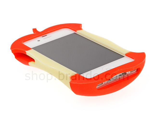 iPhone 4/4S Biting Apple Back Case with Little Apple Wire Organizer