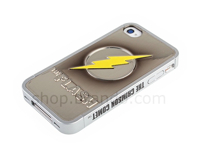 iPhone 4/4S DC Comics Heroes - The Flash SILVER-BLACK METALLIC Logo Phone Case (Limited Edition)