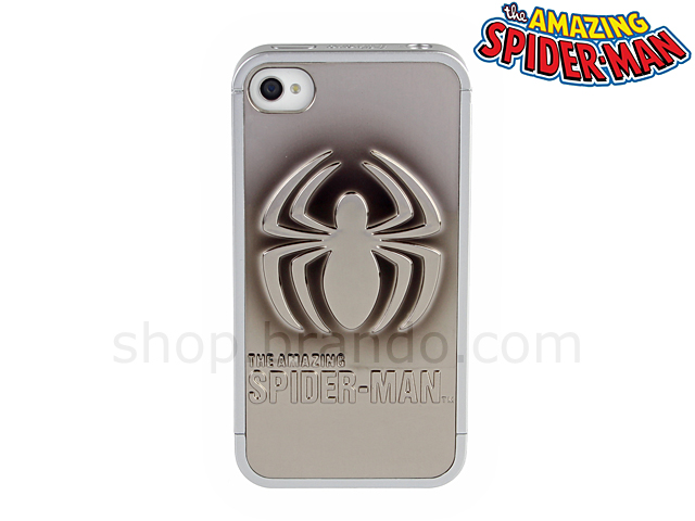 iPhone 4/4S Marvel Comics Heroes - Spider Man SILVER-BLACK METALLIC Logo Phone Case (Limited Edition)