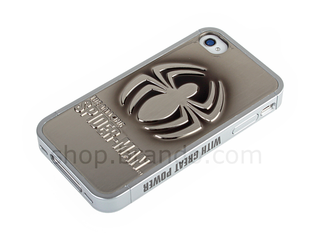 iPhone 4/4S Marvel Comics Heroes - Spider Man SILVER-BLACK METALLIC Logo Phone Case (Limited Edition)
