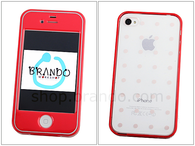 iPhone 4S Plastic Front Cover with Polka Dot Back Cover