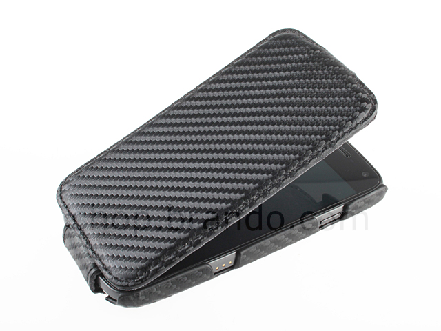 Samsung Galaxy Nexus Twilled Flip Top Leather Case