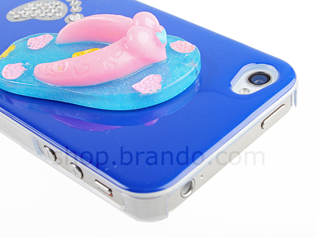 iPhone 4/4S 3D Slipper and Footprint Summer Beach Back Case