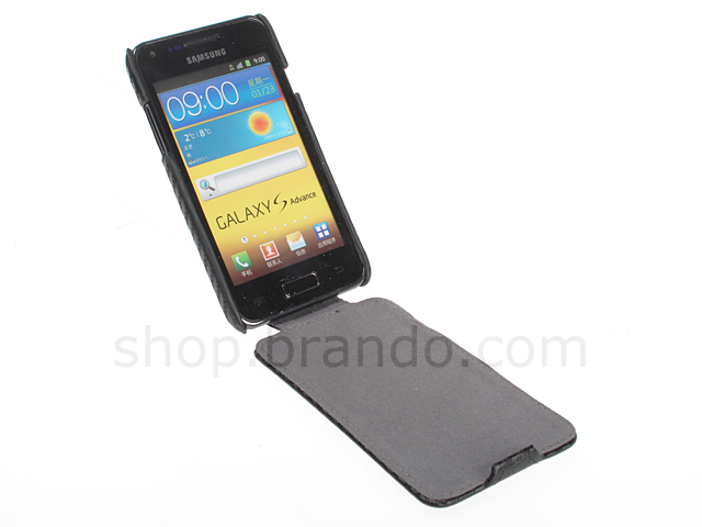 Samsung Galaxy S Advance i9070 Twilled Flip Top Leather Case