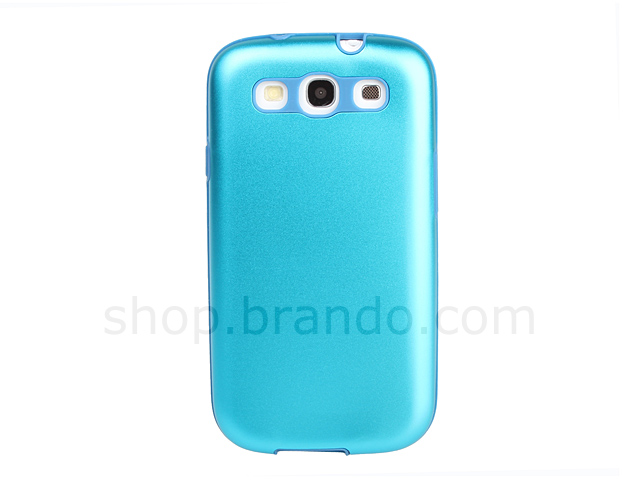 Samsung Galaxy S III I9300 Glossy Metal Back Cover w/ Rubber Lining