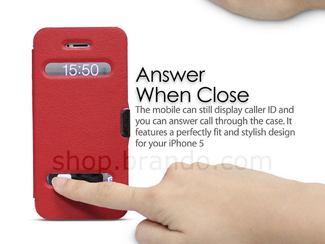 iPhone 5 / 5s Ultra Slim Side Open Case with Display Caller ID and Answer Call