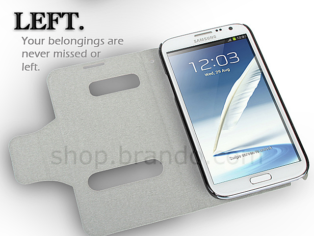 Samsung Galaxy Note II GT-N7100 Ultra Slim Side Open Leather Case With Display Caller ID And Answer Call