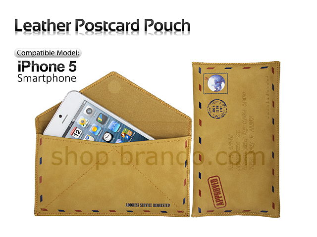 Leather Postcard Pouch For iPhone 5 / 5s / SE