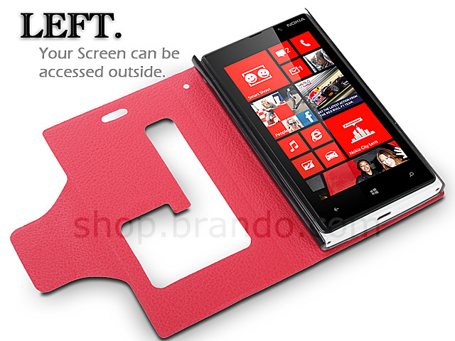 Nokia Lumia 920 Ultra Slim Side Open Leather Case With Display Caller ID And Answer Call