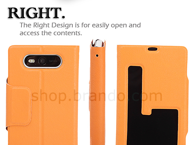 Nokia Lumia 820 Ultra Slim Side Open Leather Case With Display Caller ID And Answer Call