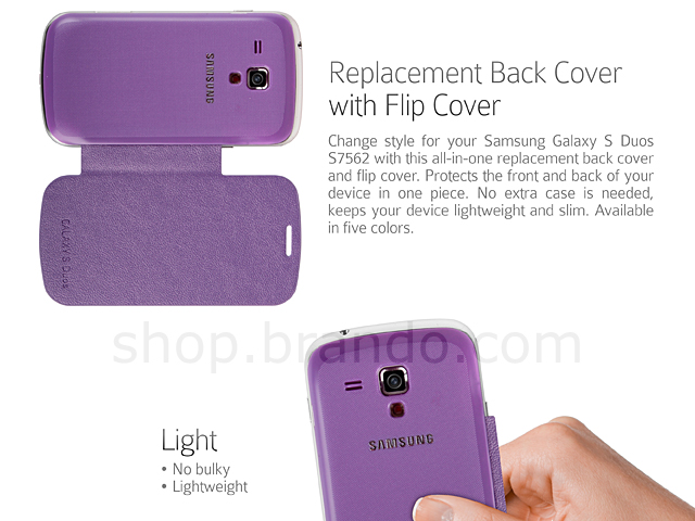 Replacement Back Cover with Flip Cover for Samsung Galaxy S Duos S7562