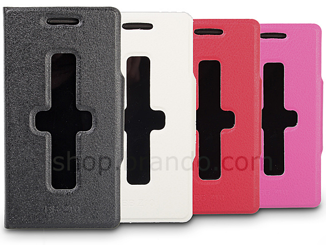 BlackBerry Z10 Ultra Slim Side Open Leather Case With Display Caller ID And Answer Call