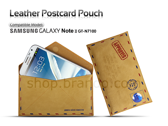 Leather Postcard Pouch For Samsung Galaxy Note II GT-N7100
