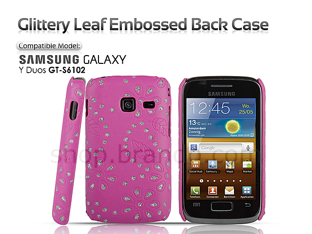 Samsung Galaxy Y Duos GT-S6102 Glittery Leaf Embossed Back Case