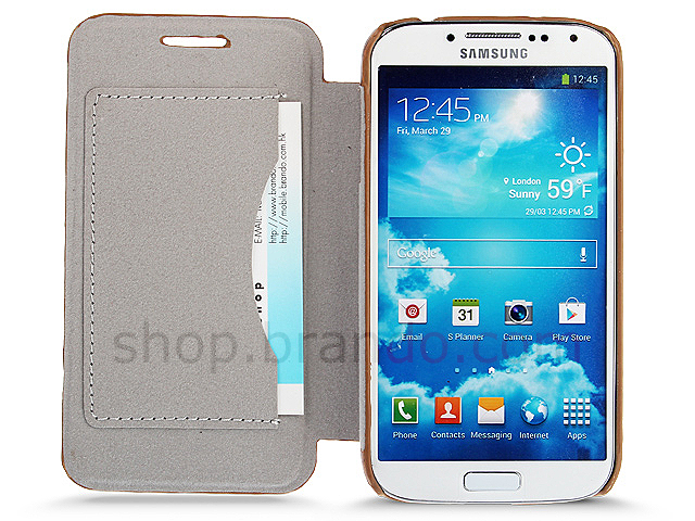 Non-Magnetic Samsung Galaxy S4 Woody Patterned Flip Cover Case