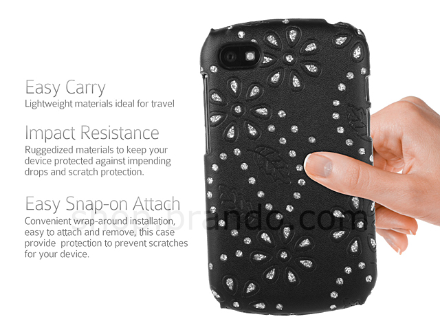BlackBerry Q10 Glittery Leaf Embossed Back Case