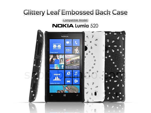 Nokia Lumia 520 Glittery Leaf Embossed Back Case