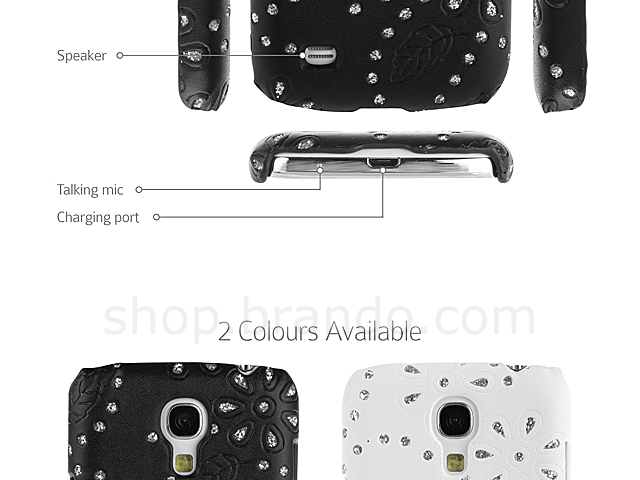 Samsung Galaxy S4 mini Glittery Leaf Embossed Back Case
