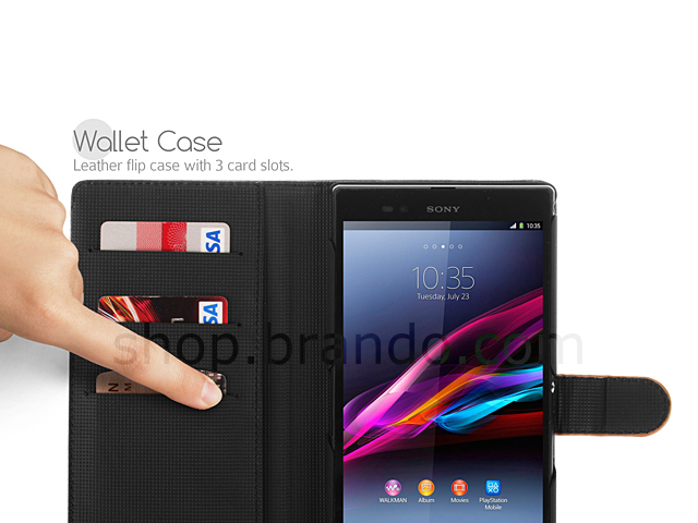 Leather Flip Card Case for Sony Xperia Z Ultra
