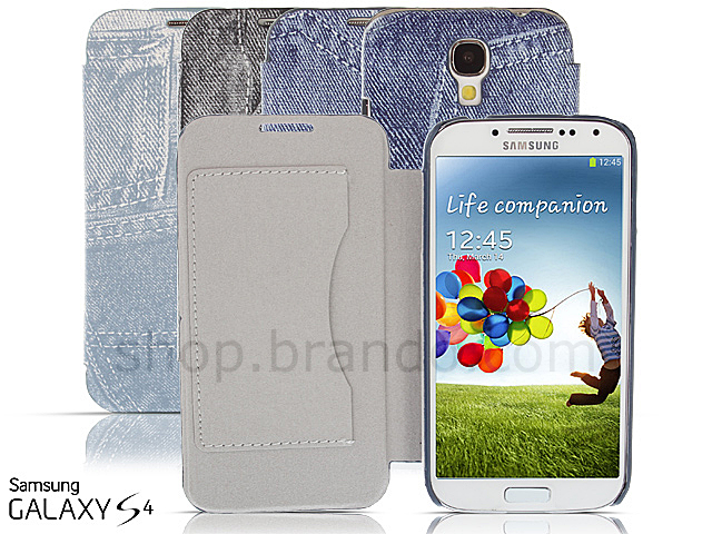 Non-Magnetic Samsung Galaxy S4 Jeans Patterned Flip Cover Case