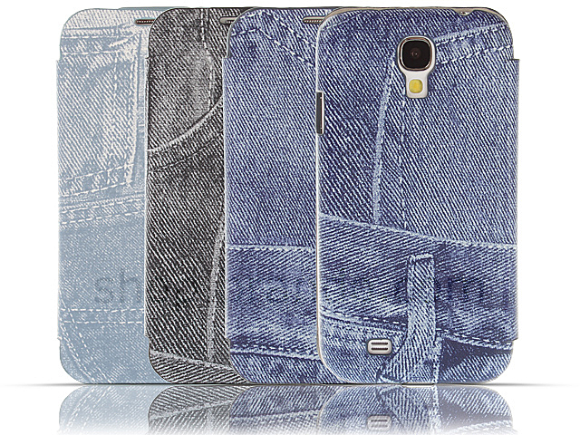 Non-Magnetic Samsung Galaxy S4 Jeans Patterned Flip Cover Case