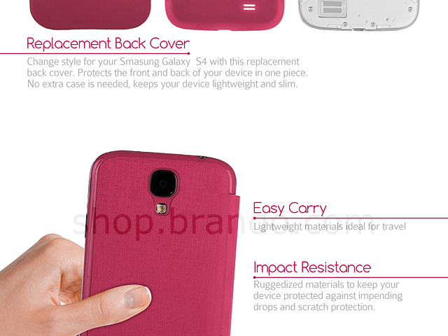 Replacement Back Cover with Embossed Flip Cover for Samsung Galaxy S4