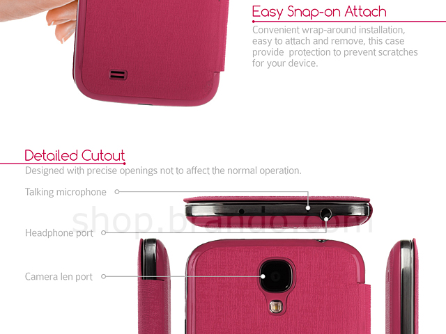 Replacement Back Cover with Embossed Flip Cover for Samsung Galaxy S4