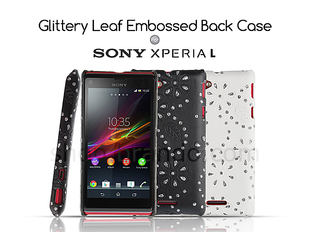 Sony Xperia L Glittery Leaf Embossed Back Case